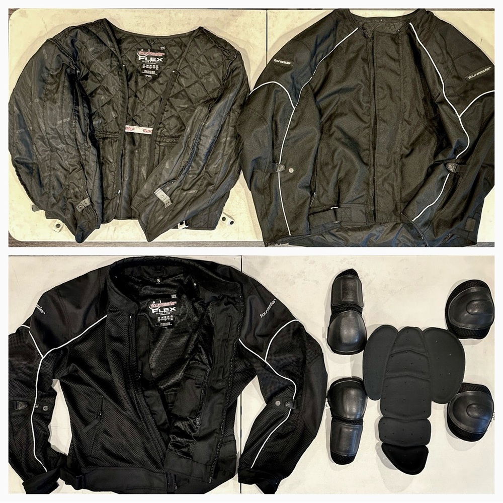 Tourmaster Flex Series 2 Motorcycle Jacket Men’s XL 46 Black 3 Layers & Pads